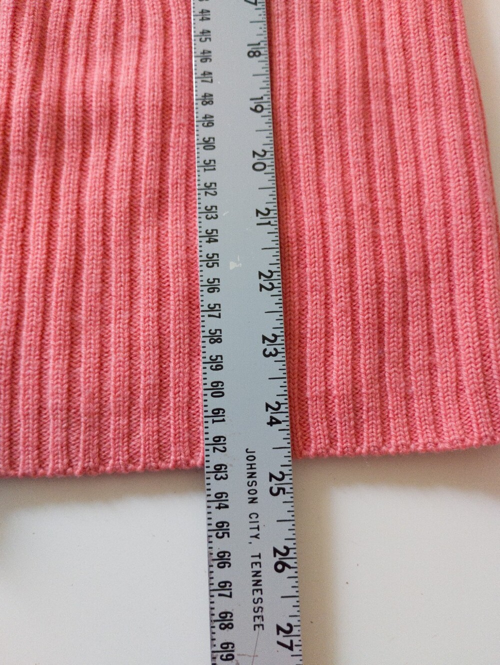 Talbots 100% Pure Merino Wool V-Neck Ribbed Cardigan Sweater Coral Pink Large - Picture 5 of 6